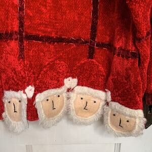 That Sweater Christmas Santa Claus Button-down Knit Beaded Cardigan W-261 Sz XL